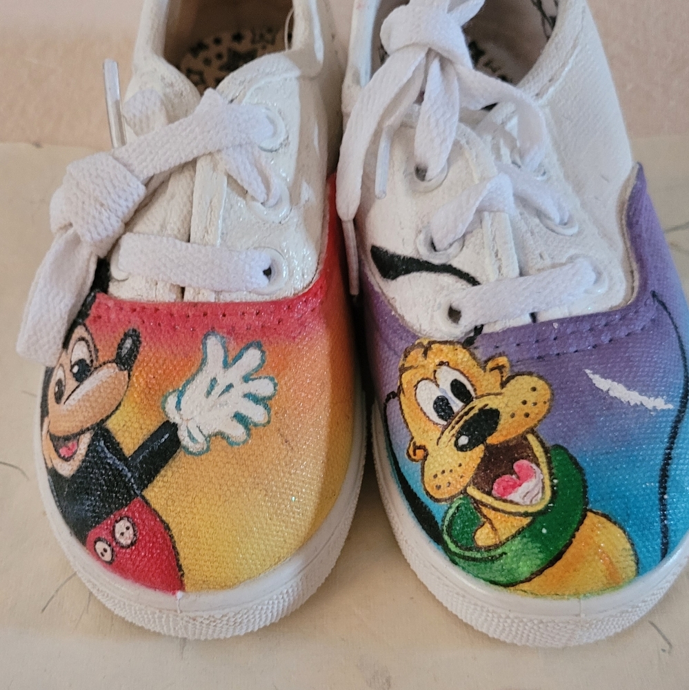 Hand painted mickey shoes